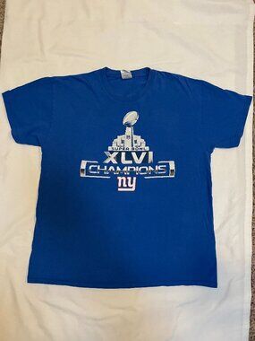 New York Giants Super Bowl XLVI Champions T Shirt Preowned Mens Large